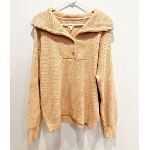 Aerie cozy up waffle button sweater tan